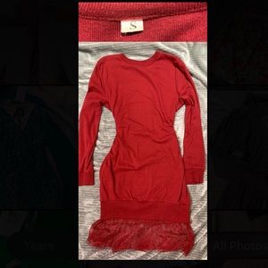 Bright red dress with lace